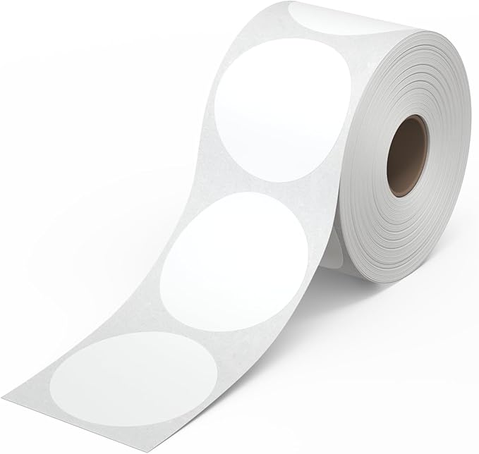 Rollo Circle Thermal Labels 2 Inch - Roll of 1,000 Round Sticker Labels - Multi-Purpose Direct Thermal Printer Stickers 2x2 (White)