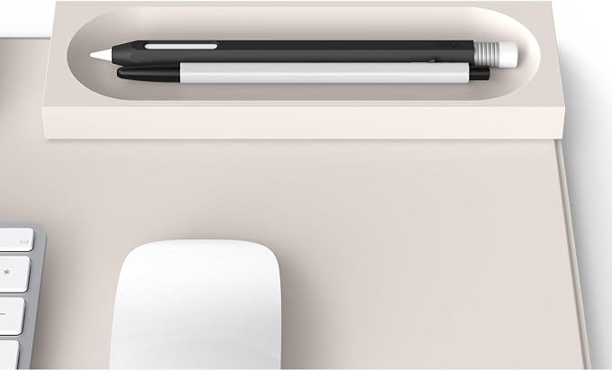 elago Smart Magnetic Desk Mat Pencil Tray – Soft Silicone Organizer for Office Supplies, AirPods, Glasses, Pens – Noise-Free, Non-Slip, Washable, Item for Desk Management [Medium] (Stone)