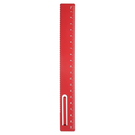 HARFINGTON Straight Ruler 20cm Metric Metal Aluminum Alloy Measuring Bookmark Clip Ruler Scale Tool for Measure Study Reading Classroom Office, Red
