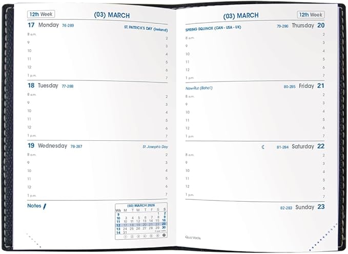 Quo Vadis 2026 Refill For Sapa X - Weekly Planner - 12 Months, Jan. to Dec. - 3 1/2 x 5 1/4" - Productivity Time Management Organizer
