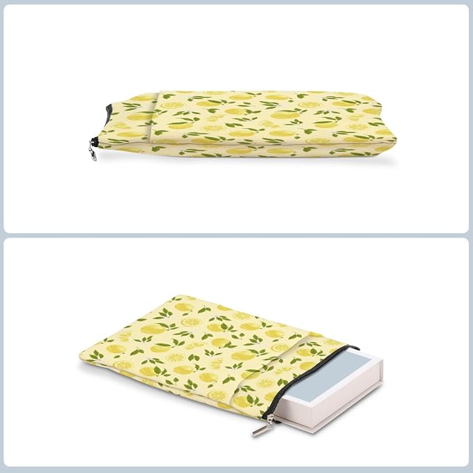 Book Sleeve Book Lovers Gifts Waterproof Books Pouch Protector Cover Reading Accessories Gifts for Women Girls Bookworm Coworker Sister Reader Librarian Birthday Graduation Christmas, Lemon Lover Gift
