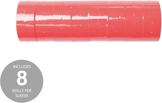 1-Line Bright Red Labels for SBLabeler Price and Date Guns / 8000 One Line Blank Labels/Bright Red Small Business Stickers/Black Ink Roller Included
