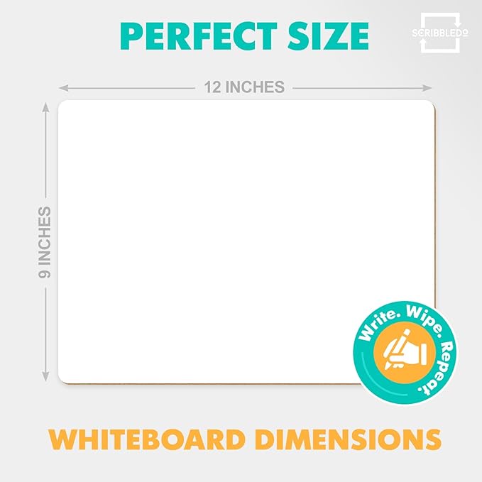Scribbledo 3 Pack 9x12 Inch Small Dry Erase Boards, Mini Whiteboards Handheld Lapboards for Students, Home, Office, and Kitchen Use Dry Erase Board