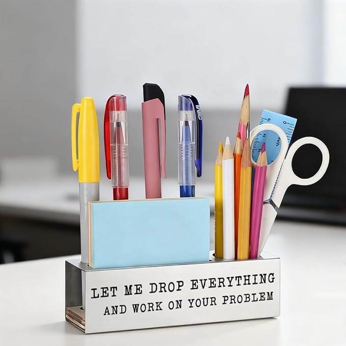 Funny Coworker Pen Pencil Holder Organizer for Desk, Stainless Steel