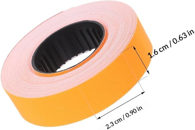 KICHOUSE Dual-line Price Labeller Paper Rolls Orange Price Tag Roll 10 Set for Retail Marker Labeler Accessories