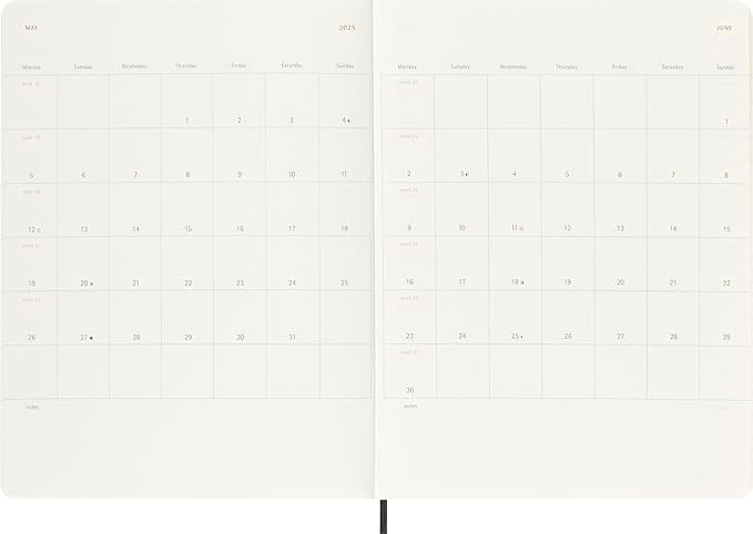 Moleskine Classic 12 Month 2025 Weekly Planner, Soft Cover, XL (7.5" x 9.75"), Black, 144 pages