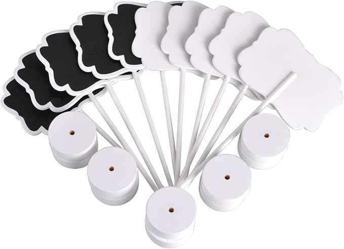Food Labels for Party Buffet, Wood Mini Chalkboards Signs for Food with Stand, Food Signs for Party Buffet, for Message Board Signs, Place Cards for Weddings, Table Numbers, by UCEC