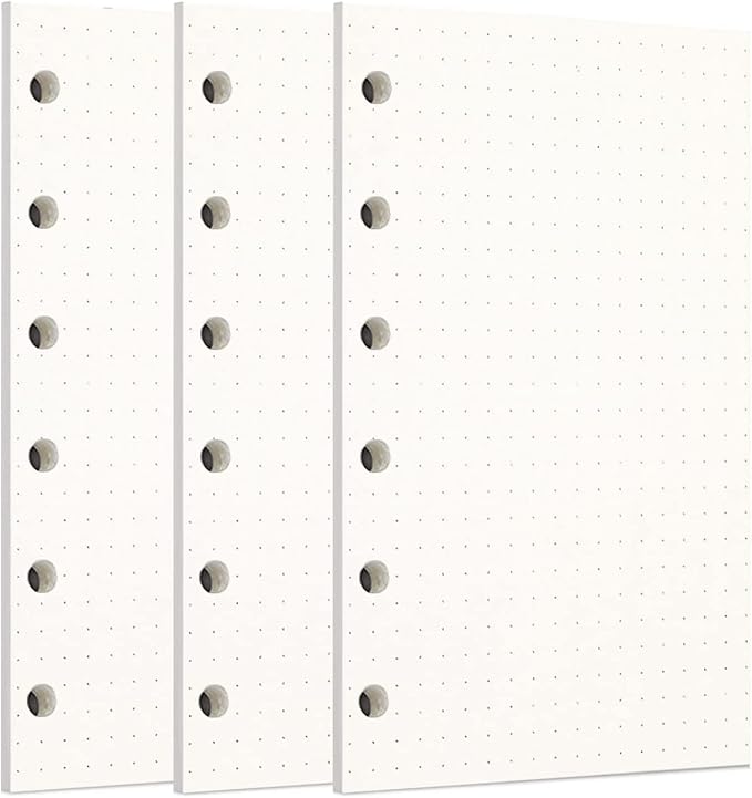 Zelten 3 Pack A7 135 Sheets/270 Pages Dotted Loose Leaf Punched Paper Refills Paper for 6 Hole Binder Personal Organizer Diary Notebook Refillable Planner