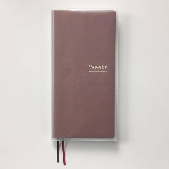 A6 Weekly Planner Undated Weeks Portable Size Organizer Appointment PU Leather Journal Pocket Notebook (Brown with cover)