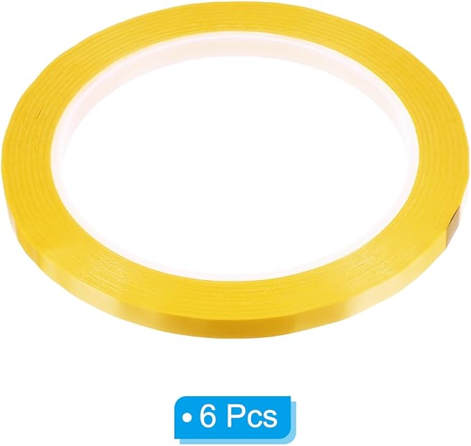 PATIKIL 1/4" Whiteboard Tape, 6 Pack Thin Dry Erase Tape for Graphic Chart Marking DIY Art, Dark Yellow