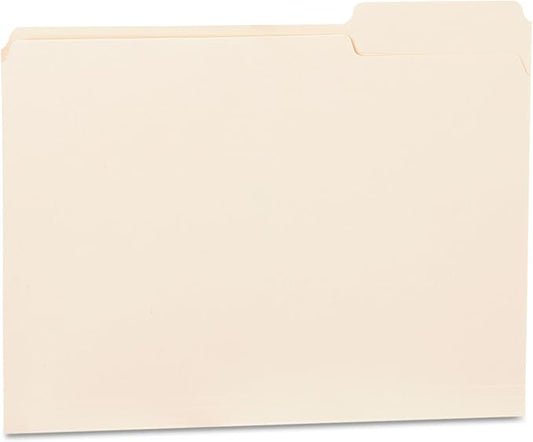 Universal File Folders, 1/3 Cut Third Position, One-Ply Top Tab, Letter, Manila, 100/Box