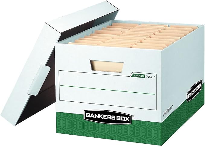 Bankers Box 07241 Storage File, Letter/Legal,12-Inch x15-Inch x10-Inch, 12/CT, White/Green