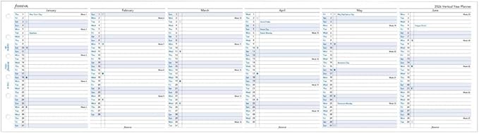 Filofax Calendar Diary Refill, Pocket Size, Vertical Year Planner, White Paper, English, 2026 (C68202-26)