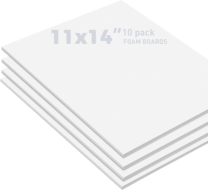 Golden State Art, Pack of 10, 1/8" Thick, 11x14 White Foam Boards (11x14, White)