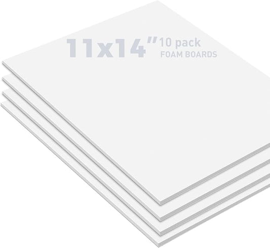 Golden State Art, Pack of 10, 1/8" Thick, 11x14 White Foam Boards (11x14, White)