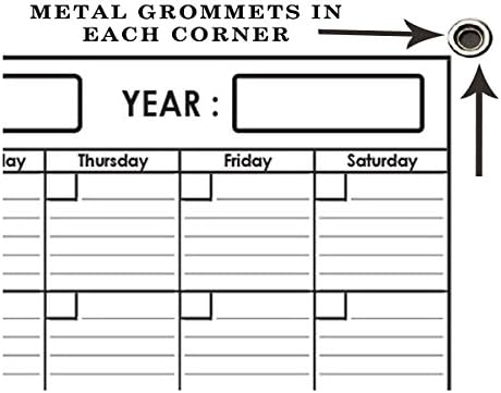 48" x 65" Erasable Undated One Month Laminated Wall Calendar Monthly Planner Blank Reusable Perfect for Organizing Home Office Academic Schedules w/Free Erase Marker