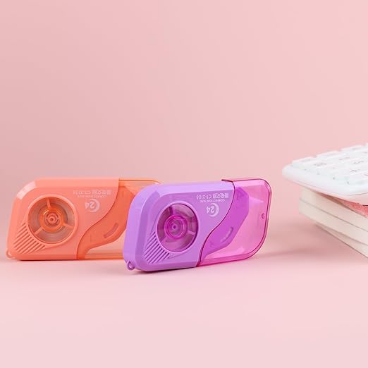 Aesthetic and Cute Camera-Shaped White Correction Tape, 49.21ft(15m) Each, 2-Count Pack, Easy to use, Dry Instantly, Clean and Tear-Resistant Tape Office or School Supplies (Pink+Purple)
