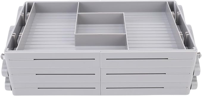 Drawer Organizer, Expandable and Foldable 2/3 Tier Multifunctional Desk Organizer Made From ABS Plastic with Multiple Compartments for Cosmetics Jewelry Utensils Office Supplies (3 Tier)