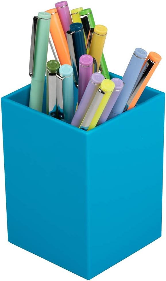 JAM PAPER Plastic Pen Holder - Blue - Desktop Pencil Cup Sold Individually