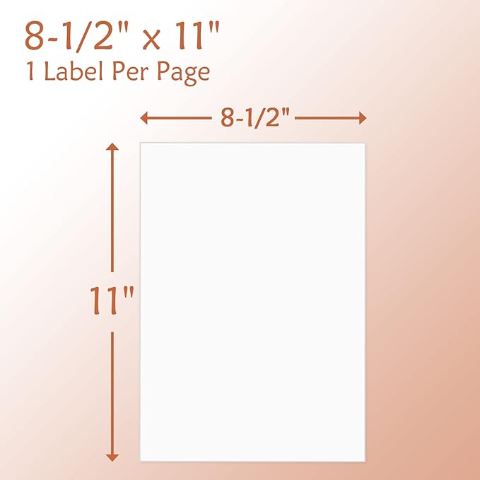 9527 Product Full Sheet Shipping Labels, 8-1/2" x 11" Blank White Sticker Paper, Self Adhesive Address Labels for Laser/Inkjet Printers, 1000 Labels