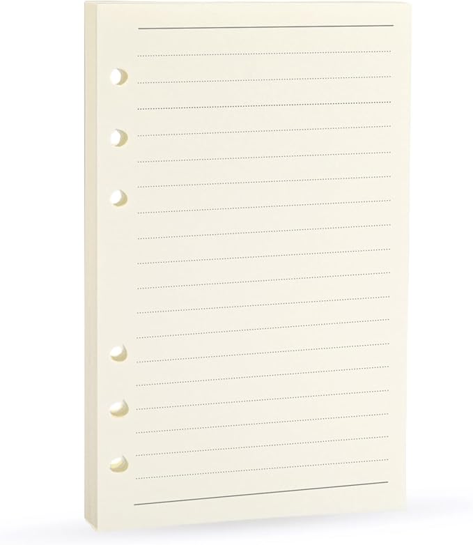 Harphia Spiral Notebook Refill, Planner Inserts of Rulled Line Paper for Filofax/Personal Journal, 45sheets/90pages (A6 3.74 x 6.77'', Line)