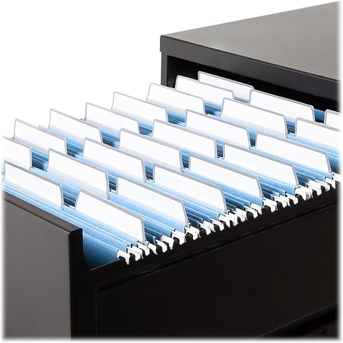 Smead Hanging File Folder with Erasable ProTab, 1/3-Cut Erasable Tabs, Adjustable Position, Letter Size, Blue, 20 per Box, Eraser Included (64210)
