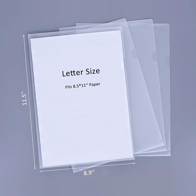GOMRQING Clear Document Folder Copy Safe Project Pockets fits 8.5x11 Letter Size US Paper,L-Type Plastic Clear Paper Sleeves Protector Resume File Poly Jacket Folders Organizer in Transparent 30 Pack