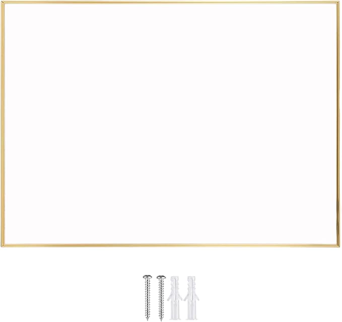 Dry Erase White Board, 10.6"x 14.6" Gold Aluminum Frame Magnetic Whiteboard for Wall Office,School,Home, Hanging Board for Decoration,Planning,Kitchen Grocery List,Drawing,Memo（BB-Gold-2737）