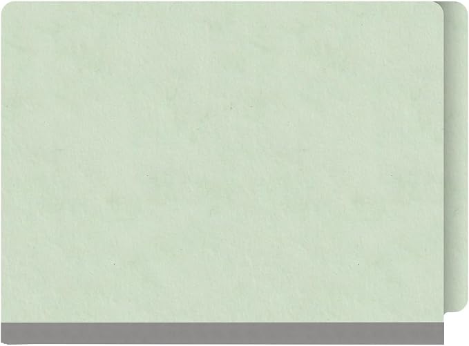 End Tab Pressboard Folders, Letter Size, 2" exp, Fasteners Pos #1 & #3, Pale Green (Box of 25)