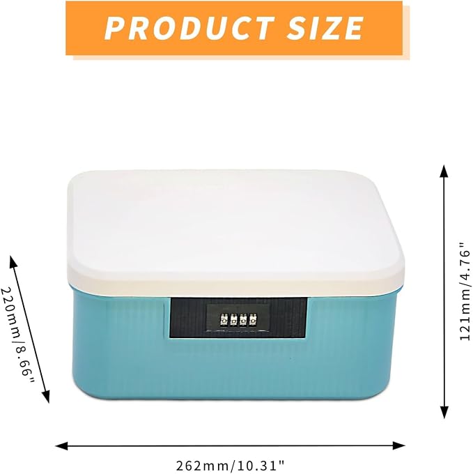 AnRui ﻿2.3 Gallon Lockable Storage Box Container Bin, Portable Plastic Safe Box with Lock Usable As Item Organizer, Art Craft Or Office File Storage (White&Blue)