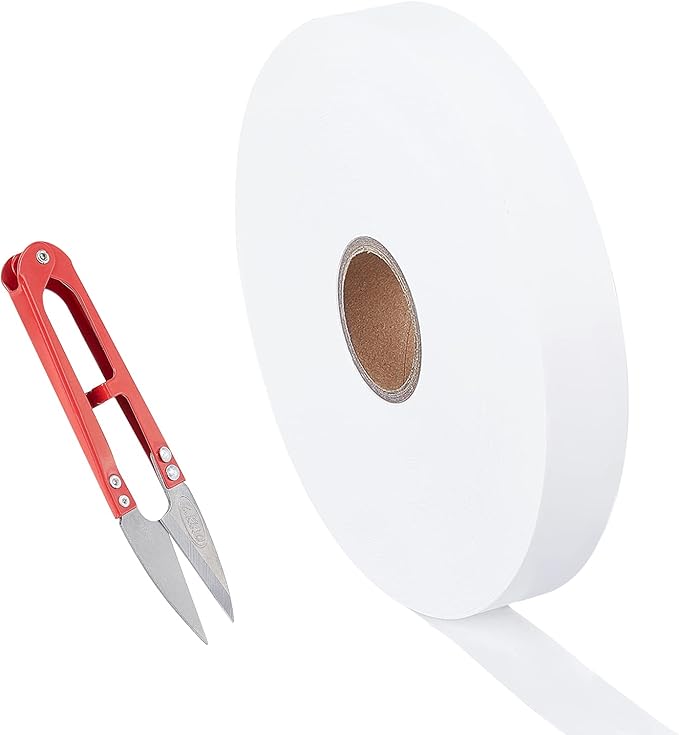 FINGERINSPIRE 656 Feet White Clothes Name Labels Tags 20mm Blank Sewing Cloth Labels with Stainless-Steel Scissor Personalized Polyester Clothing Labels Washable Name Tapes for School College Uniform