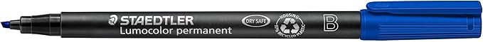 STAEDTLER Lumocolor Permanent Pen 314-3 Broad 1.0/2.5mm Line - Blue (Pack of 10), box of 10 (314-3 VE)