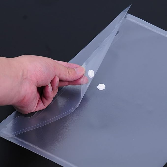 Poly Envelope 12 Pcs Document Envelopes with Snap Button Quality Clear Document Folder for A4 Size (‎Clear)