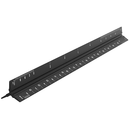 KEILEOHO 3 Pack Architectural Scale Ruler, 12 Inches Imperial Aluminum Architect Scale, Laser-Etched Triangular Drafting Ruler Drawing Ruler Tools for Architects, Engineers, Contractors, Black