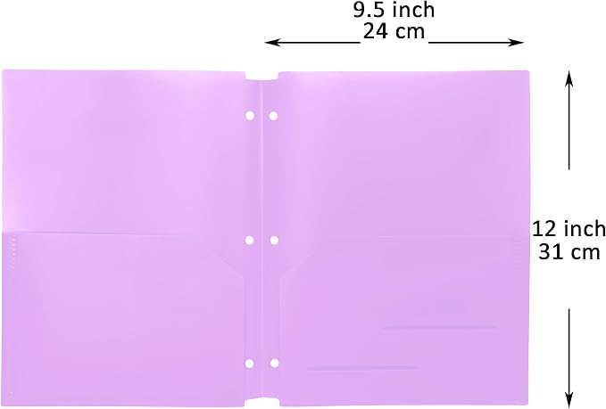 Youngever 6 Pack Heavy Duty Plastic Two Pocket Folders, Binder Dividers with Pocket, 3 Hole Punch Folder with Notches, Binder Folders (Mauve)
