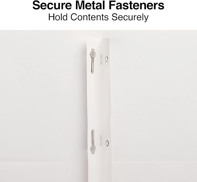 Staples School Grade 2‑Pocket Folders with Fasteners, White, Letter‑Size, Durable Classroom & Office File Folders, 25/Box