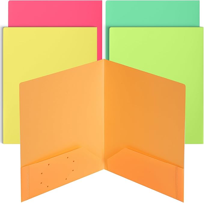 Mr. Pen- Plastic Folders with Pockets, 5 pcs, Aesthetic File Folder with Business Card Slot, 2-Pocket Folder, Back to School, Office, Filing Supplies