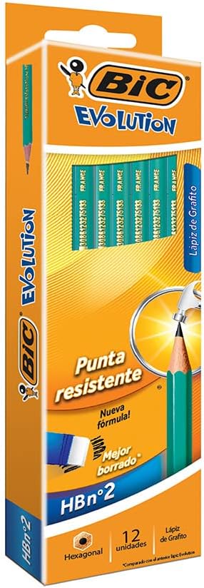 BIC Ecolutions Evolution 655 HB Pencil with Eraser (Pack of 12), Green