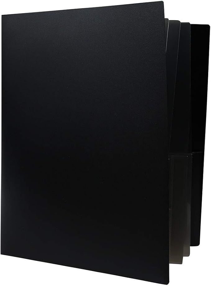 JAM PAPER Heavy Duty Plastic Multi Pocket Folders - 10 Pocket Organizer - Black - Sold Individually