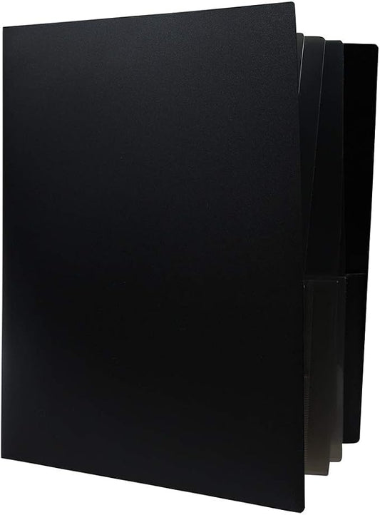 JAM PAPER Heavy Duty Plastic Multi Pocket Folders - 10 Pocket Organizer - Black - Sold Individually