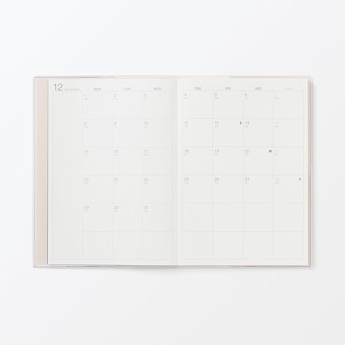 MUJI 848545 2026 B6 Vertical Schedule Book, Starts December 2025, B6, White, Monthly Weekly