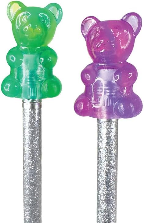 Raymond Geddes Scented 2-Color Gummy Bear Pencil Toppers - Pack of 24 - Fun and Aromatic Pencil Accessories for Kids