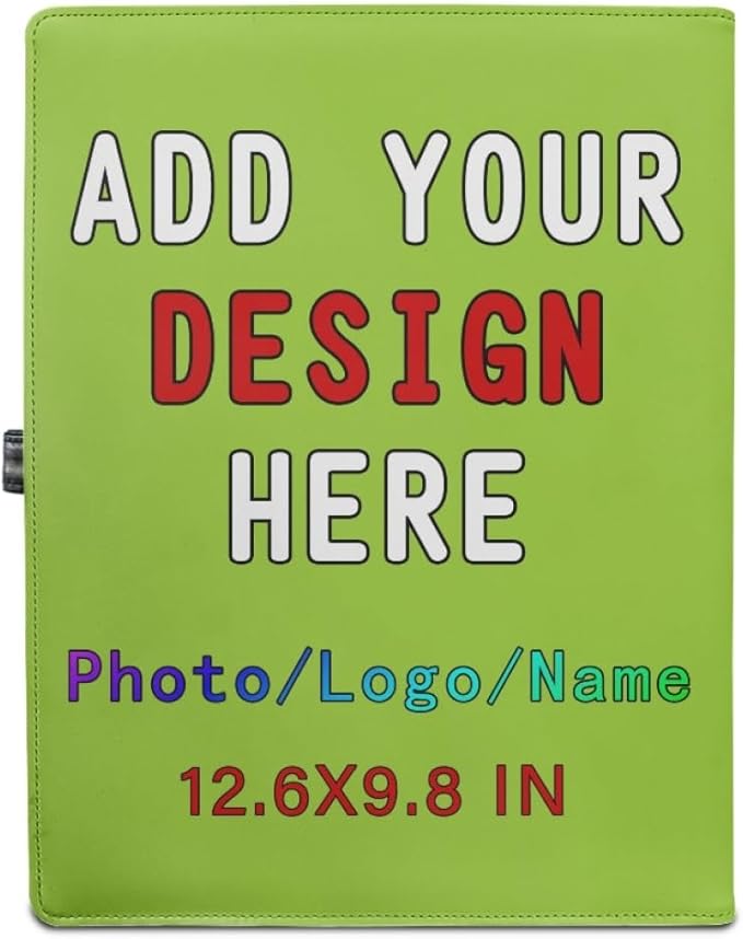 Personalized Padfolio with Logo, Custom Business Portfolio with A4/US Letter Writing Pad Holder for Resumes and Interviews, YellowGreen
