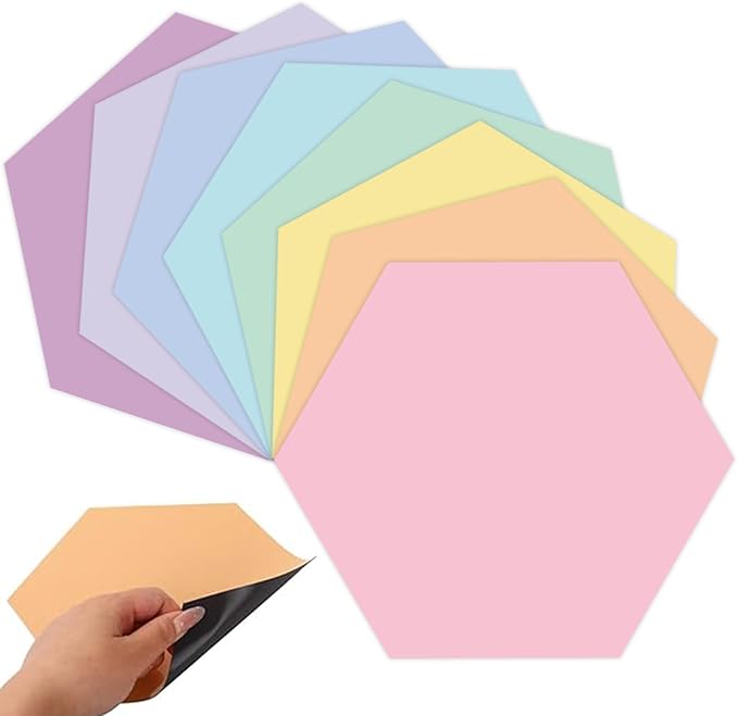 JarThenaAMCS 8Pcs Pastel Dry Erase Board Magnets Waterproof Removable Hexagon Shaped Magnetic Boards for Back to School Home Office Classroom Wall Table Whiteboard Teachers Teaching Supplies