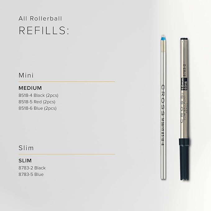 Cross Ballpoint Pen Refill - Blue - Broad - 2-Pack - Refill for Consistent Ink Flow - Quick-Drying &