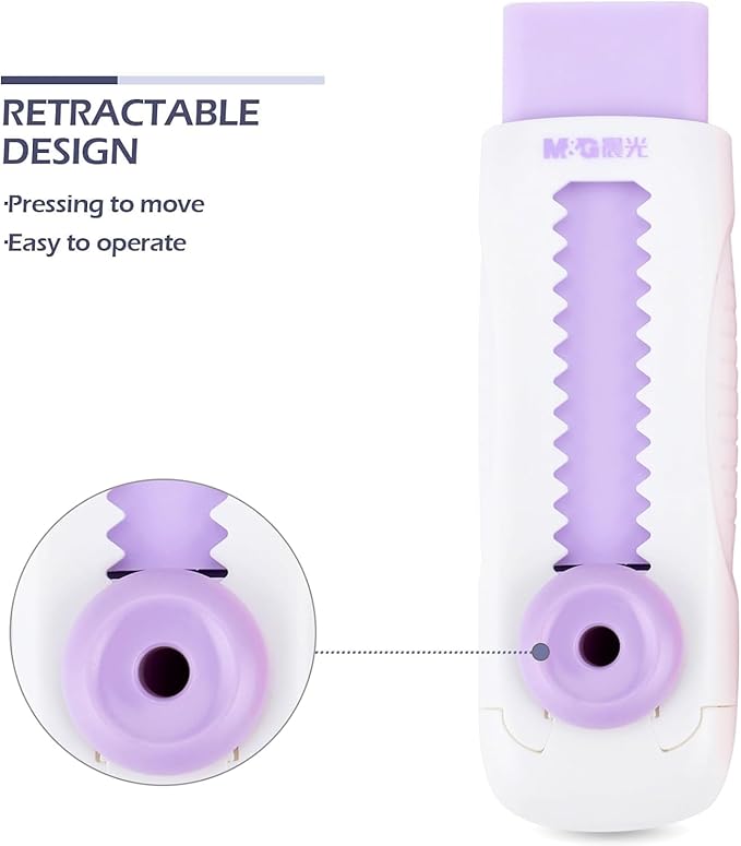 2Pcs Retractable Slide Erasers Bulk Cute Pencil Erasers Drawing Eraser Aesthetic Erasers Push Pull Eraser Back School Supplies for Office Small in Size Correction Products（Random Color）