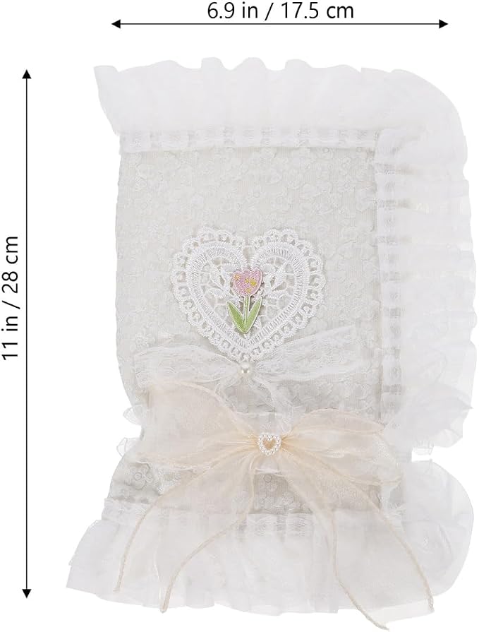 Tofficu Lace Book Cover Washable Fabric Book Sleeve Protective Cover for Notebook Bible Journal Handmade Delicate Protector Decorative Accessory