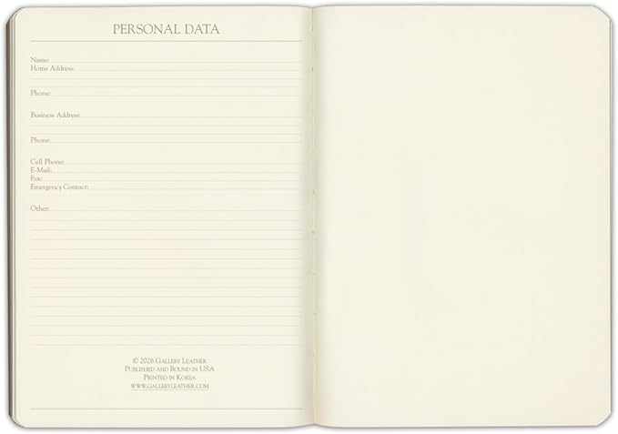 Gallery Leather Desk Monthly Planner 2027, Elegantly Bound Calendar Planner and Notebook with Stylish Gold-Gilded Page Edges, 18 Months - Acadia Tan - 8x5.5"