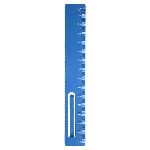 HARFINGTON Straight Ruler 15cm Metric Metal Aluminum Alloy Measuring Bookmark Clip Rulers Scale Tool for Measure Study Reading Classroom Office, Blue