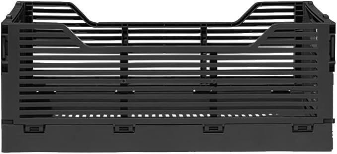 OnDisplay Stackable Folding Desk/Beauty/Closet Storage Crate - Foldable Space Saving Bins for Home Kitchen Classroom Office Vanity Bathroom Pantry (Single Medium - No Letters, Black)